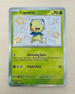 Capsakid 106/091 - SV4.5: Paldean Fates - Baby Shiny Holo Rare Pokemon TCG NM - Image 1