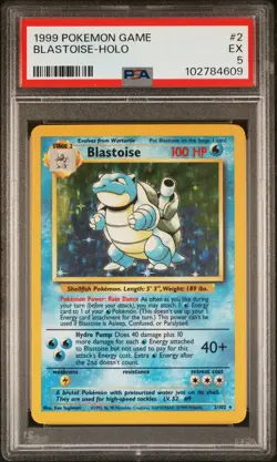 1999 POKEMON BASE SET UNLIMITED #2 BLASTOISE-HOLO PSA 5 - Image 1