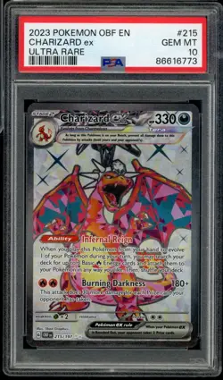 2023 Pokemon Obsidian Flames EN Charizard EX Ultra Rare Full Art #215 PSA 10 - Image 1