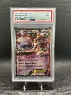 Pokemon TCG Mewtwo EX 62/162 XY: Breakthrough Ultra Rare 2015 Edition PSA 9 - Image 1