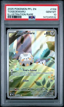 2025 Pokemon PFL EN-Phantasmal Flames Togedemaru 104 Illustration Rare PSA 10 - Image 1