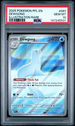 2025 POKEMON PFL EN-PHANTASMAL FLAMES ILLUSTRATION RARE #097 DEWGONG PSA 10 - Image 1