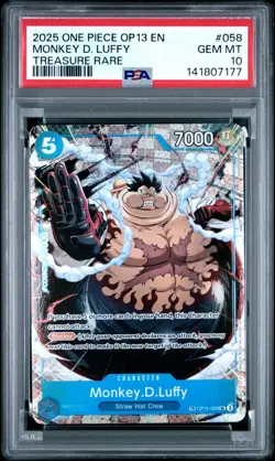 2025 ONE PIECE OP13-CARRYING ON HIS WILL TREASURE RARE MONKEY D. LUFFY PSA 10 - Image 1