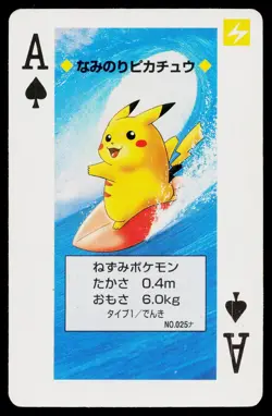 Surfing Pikachu Ace of Spades Pokemon Yellow Deck Playing Cards Heavily Played - Image 1
