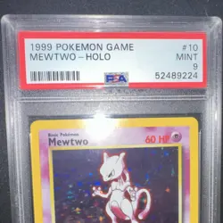 Mewtwo 10/102 Base Set Holo Rare Basic 60 HP PSA 9 1999 English Pokemon Card - Image 2