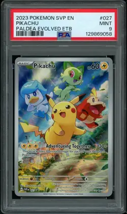 PSA 9 MINT Pikachu 027 ETB Promo Paldea Evolved Pokemon Card - Image 1
