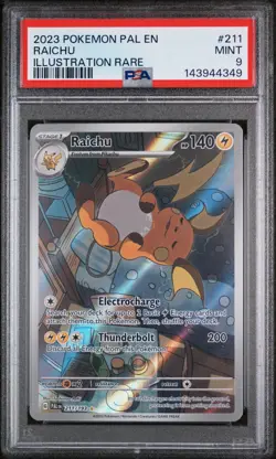 2023 PALDEA EVOLVED #211 RAICHU ILLUSTRATION RARE PSA 9 GRADED POKEMON CARD - Image 1