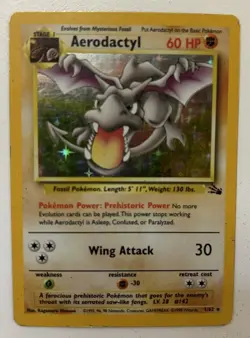 POKEMON AERODACTYL-HOLO-POCKET MONSTERS CARD-NO 1/62 - Image 1