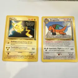 Pokemon The First Movie Promo Pikachu & Dragonite Cards 1999 Nintendo Wizards - Image 1