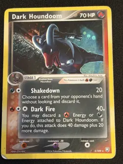 Pokemon Dark Houndoom 5/109 EX Team Rocket Returns 2004 Holo Rare - Damaged - Image 1