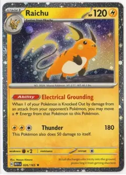 Raichu 026/165 Cosmos Holo Sam's Club Exclusive Pokemon SV 151 NM - Image 1