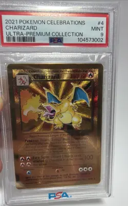 2021 Pokemon Celebrations 25th ANNIVERSARY Charizard Gold Metal #4 PSA 9 MINT - Image 1