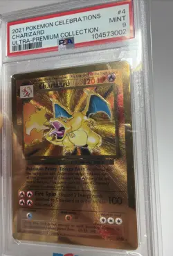 2021 Pokemon Celebrations 25th ANNIVERSARY Charizard Gold Metal #4 PSA 9 MINT - Image 2
