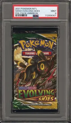 PSA 9 Mint Pokemon Sword & Shield Evolving Skies Umbreon Art Booster Pack - Image 1