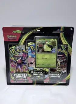 Pokemon TCG Mega Evolution Perfect Order Blister Pack Chikorita ( 3PK ) Sealed - Image 1