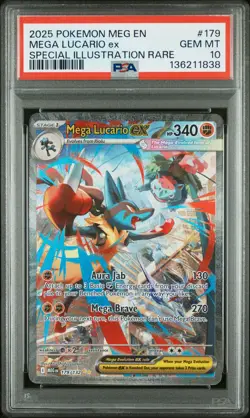 2025 POKEMON MEG EN-MEGA EVOLUTION #179 MEGA LUCARIO EX PSA 10 - Image 1