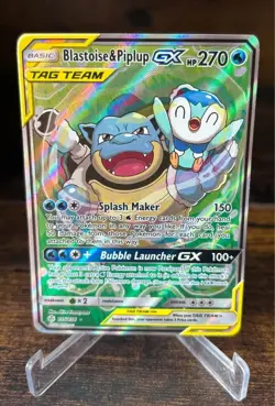 Pokemon Cosmic Eclipse - Blastoise & Piplup GX 215/236 - NM - Image 1
