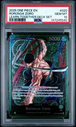 2025 One Piece OP12-020 Roronoa Zoro (Zoro Deck) Learn Together PSA GEM MINT 10 - Image 1