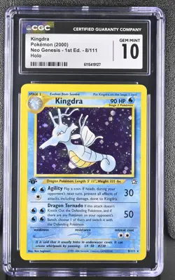 CGC 10 GEM MINT Kingdra 2000 Neo Genesis 1st Edition 8/111 Holo Pokemon Card - Image 1