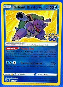 Pokemon TCG Radiant Blastoise Pokemon GO 018/078 Holo Radiant Rare - Image 1