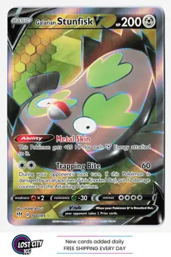 Galarian Stunfisk V 184/189 - Pokemon TCG Darkness Ablaze Full Art Ultra Rare NM - Image 1