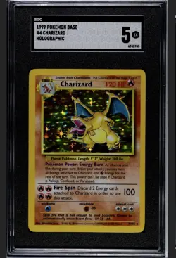 Vintage 1999 Charizard Original Base Set Holo #4/102 Pokemon Card SGC Graded 5 - Image 1
