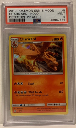 2019 Pokemon Sun & Moon Charizard Holo Detective Pikachu 5/18 PSA 9 Mint - Image 1