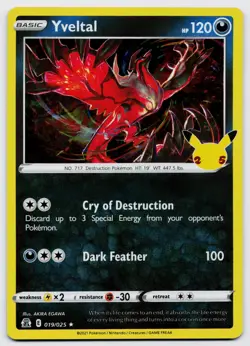 Pokemon TCG Yveltal 019/025 Celebrations Playset Holo NM - Image 1