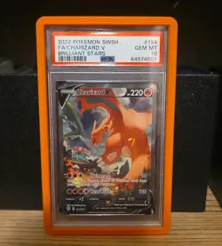 2022 Pokemon Sword & Shield Brilliant Stars #154 Charizard V PSA 10 w/guard - Image 1