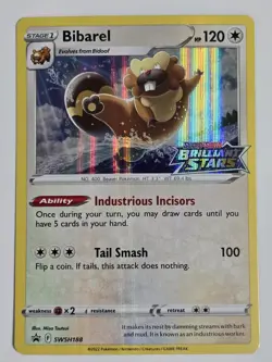 Pokemon TCG Bibarel SWSH188 Holo Brilliant Stars Stamped Promo - Image 1