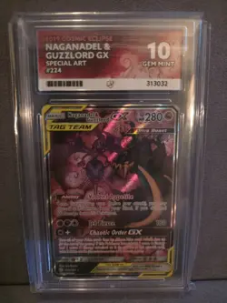 Pokemon 2019 Sun Moon Naganadel & Guzlord GX Full Art Cosmic Eclipse #223 Ace 10 - Image 1