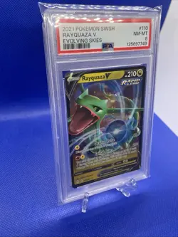 PSA 8 NEAR MINT 2021 Pokemon Evolving Skies RAYQUAZA V #110 Holo - Image 4