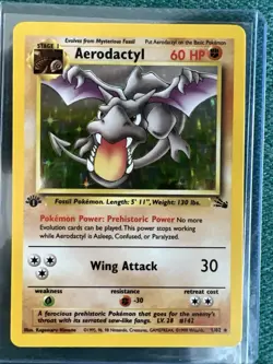 Pokemon TCG Aerodactyl 1/62 Holo 1st Edition Fossil - Image 1