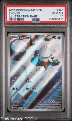 2025 Pokemon Meg En-mega Evolution Snover Illustration Rare 140/132 PSA 10 - Image 1