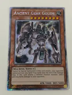 Yugioh Ancient Gear Golem x 3 - 1st Edition Platinum Secret Rare NM Free Holo B - Image 2