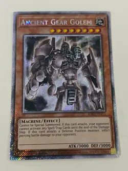 Yugioh Ancient Gear Golem x 3 - 1st Edition Platinum Secret Rare NM Free Holo B - Image 3