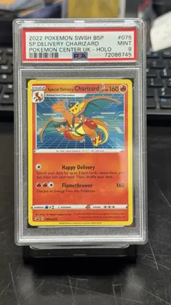 2022 POKEMON SWSH BLACK STAR PROMO #075 SPECIAL DELIVERY CHARIZARD-HOLO PSA 9 - Image 2