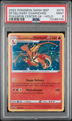 2022 POKEMON SWSH BLACK STAR PROMO #075 SPECIAL DELIVERY CHARIZARD-HOLO PSA 9 - Image 4