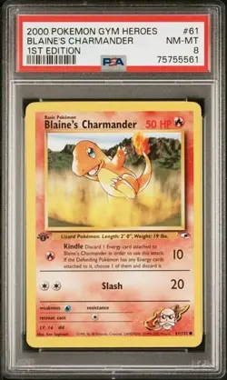 Blaine's Charmander 1st Edition Gym Heroes 61/132 PSA 8 Pokemon Card - Image 1
