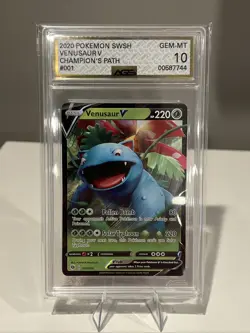 2020 Pokemon SWSH Venusaur V Champion’s Path AGS 10 - Image 1