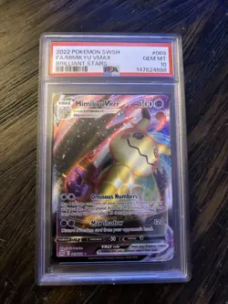 PSA 10 GEM MINT Mimikyu VMAX 069/172 Brilliant Stars Ultra Rare Holo Pokemon TCG - Image 1