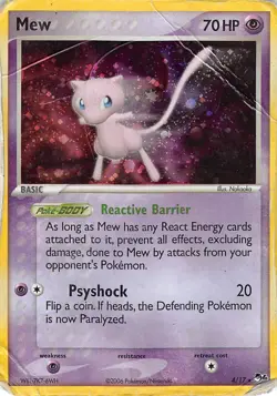 Mew 4/17 Rare POP Series 4 Pokemon Holo Damaged - Image 1