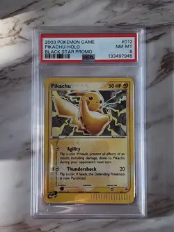2003 POKEMON BLACK STAR PROMO #012 PIKACHU-HOLO PSA 8 - Image 1