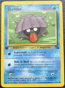 Shellder 54/62 Pokemon TCG 1st Edition Fossil Base Common Light Play LP - Image 1
