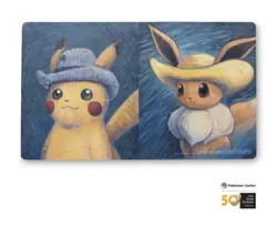 Pokemon Center × Van Gogh Museum: Pikachu & Eevee Self Portrait Playmat - Image 1