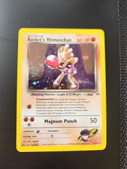 Pokemon TCG Rocket's Hitmonchan Gym Heroes Holo Rare 11/132 Swirl! 🌀 - Image 1