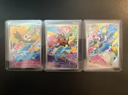 Pokemon First Partner Illustration Collection Gen 7 Litten Rowlet Popplio Set NM - Image 2