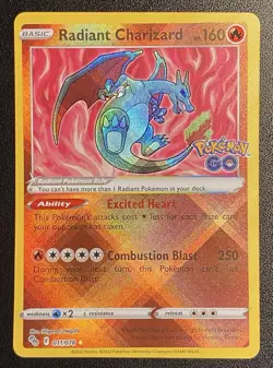 Radiant Charizard Radiant Rare 011/078 Pokemon TCG SWSH Pokemon GO NM Free Ship - Image 1