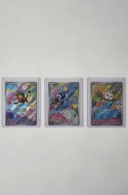 Pokemon First Partner - Litten, Popplio, Rowlet - 3 Basic Holo Cards - Gen 2 - Image 1