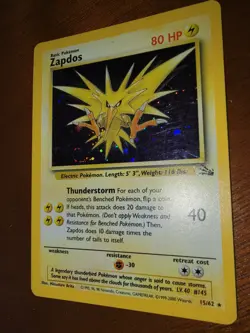 Pokemon Zapdos Fossil 1999 15/62 Basic 80 HP Holo Rare 40 Attack Card - Image 5